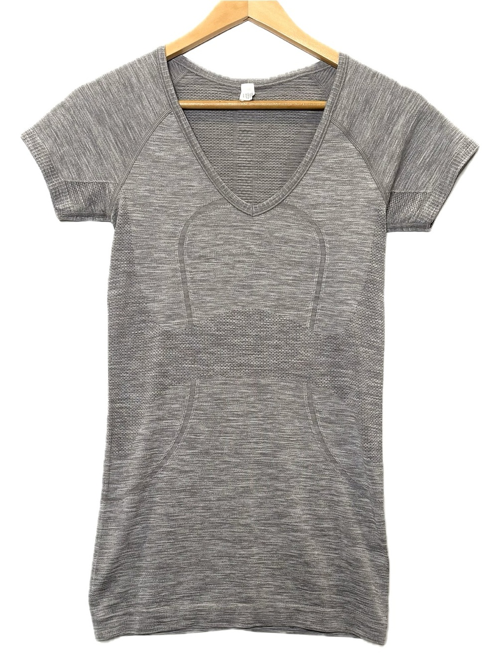 Lululemon Run Swiftly Tech V Neck Short Sleeve Tee Womens Size 4 Heather Grey